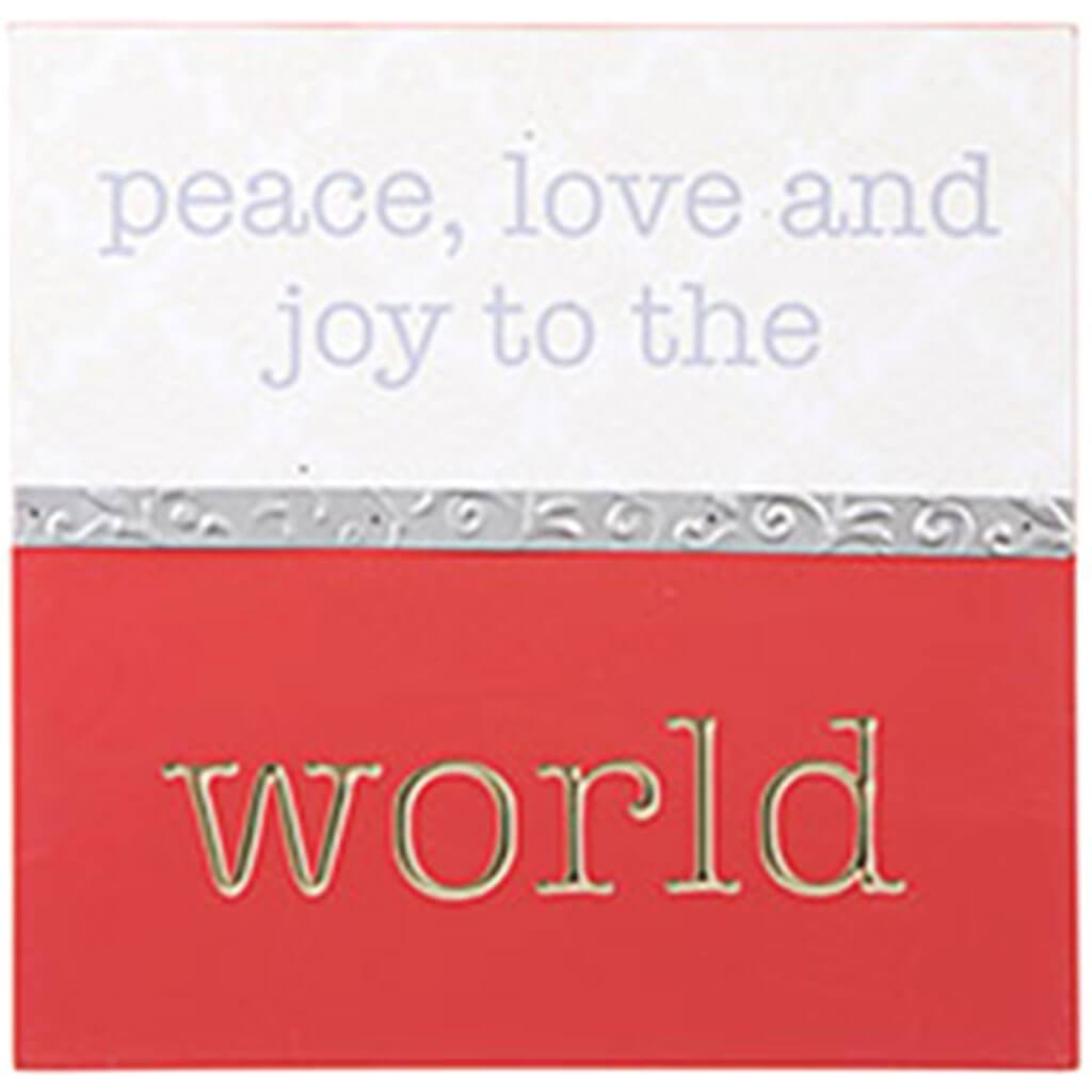 Christmas Wall Sign with Text Peace Love And Joy To The World