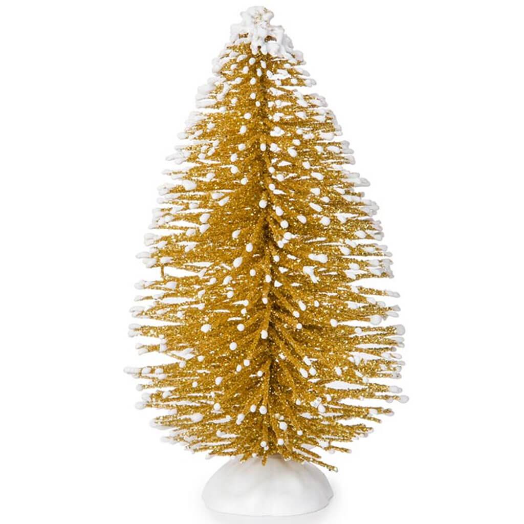 PVC Tree with White Snow 4in Gold