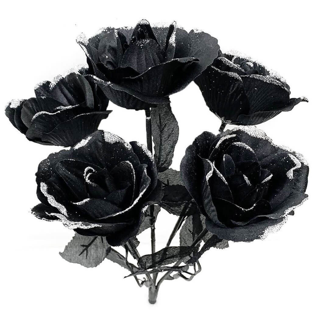 Halloween Rose Bush 5 x 13in Silver