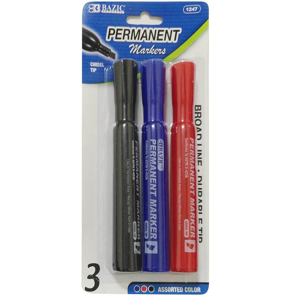 Desk Style Permanent Markers Chisel Tip Assorted Color