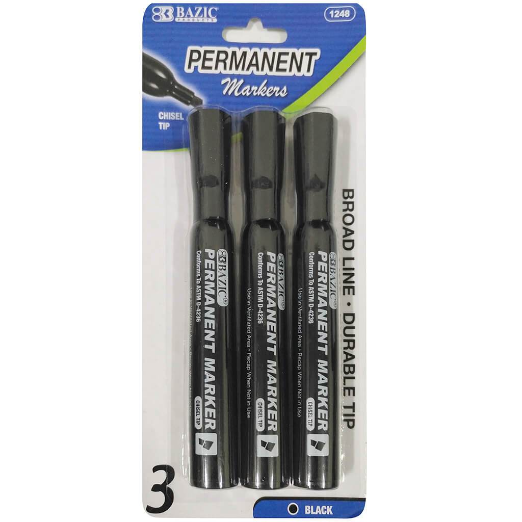 Desk Style Permanent Markers Chisel Tip Black