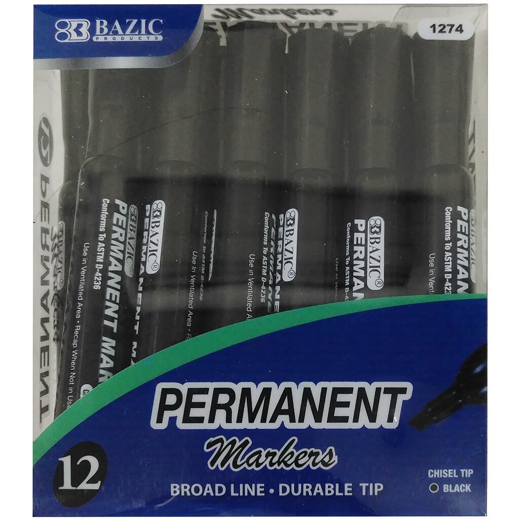 Desk Style Permanent Markers Chisel Tip Black