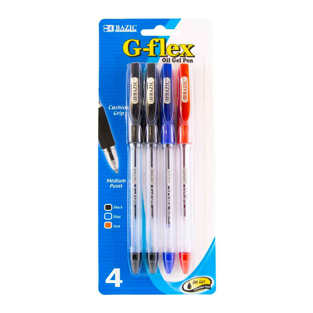 Bazic G-Flex Oil-Gel Ink Pen with Cushion Grip Assorted Color