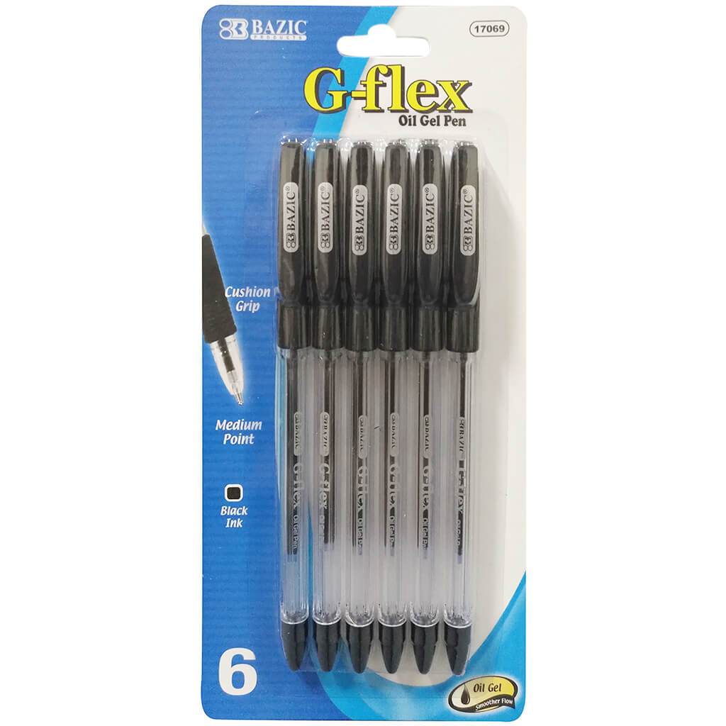 Bazic G-Flex Black Oil-Gel Ink Pen with Cushion Grip