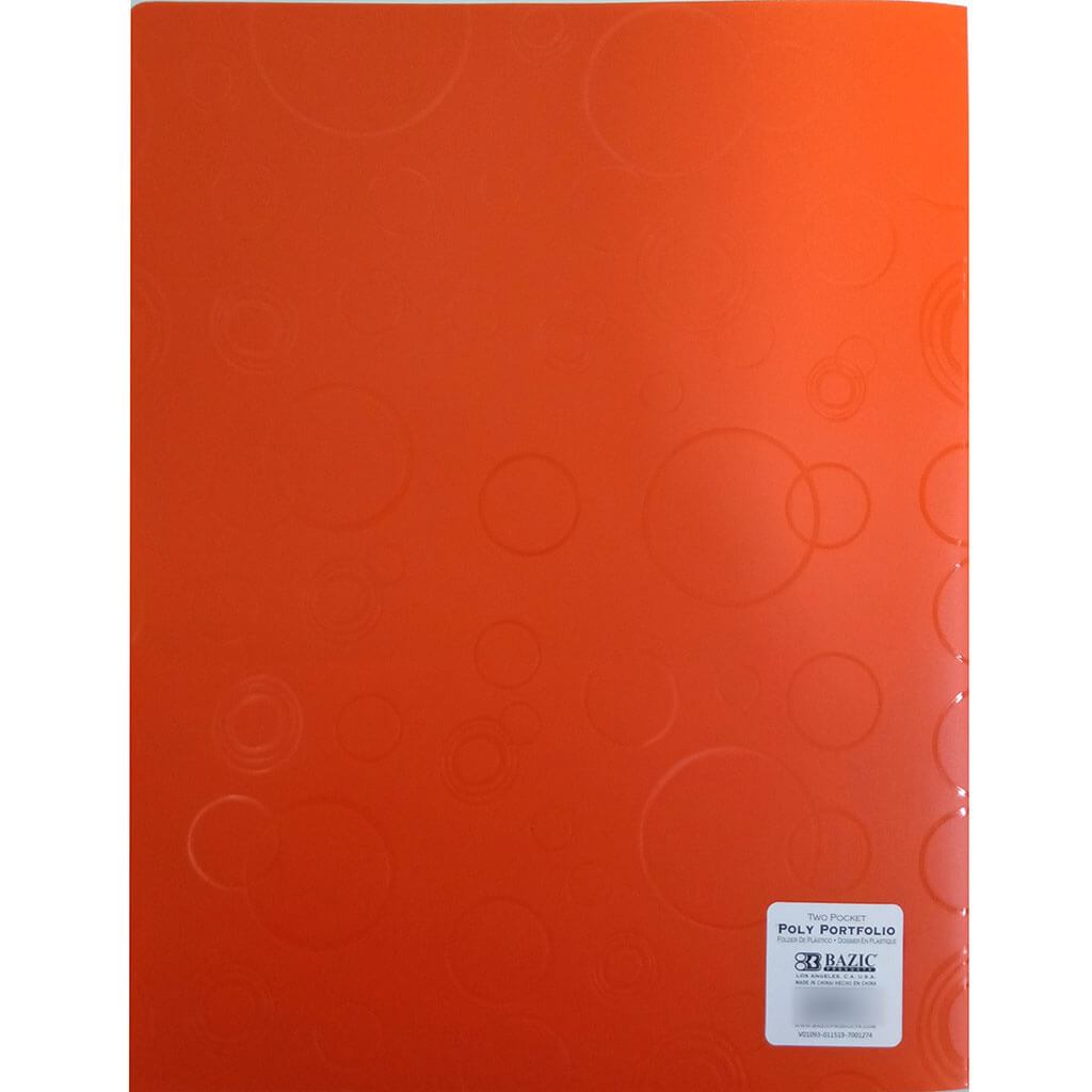 Bubble Embossed 2-Pockets Poly Portfolio Orange