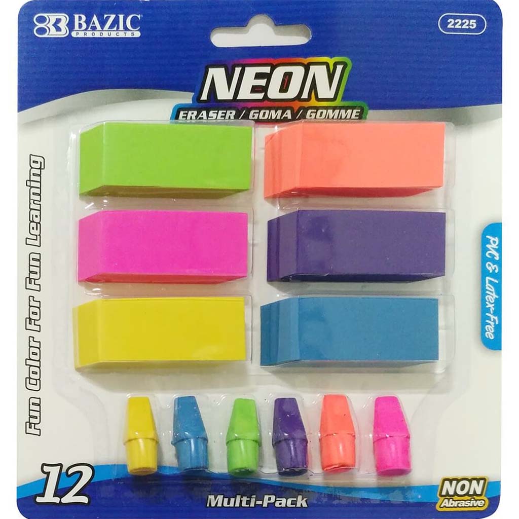 Neon Eraser Sets 12/Pack