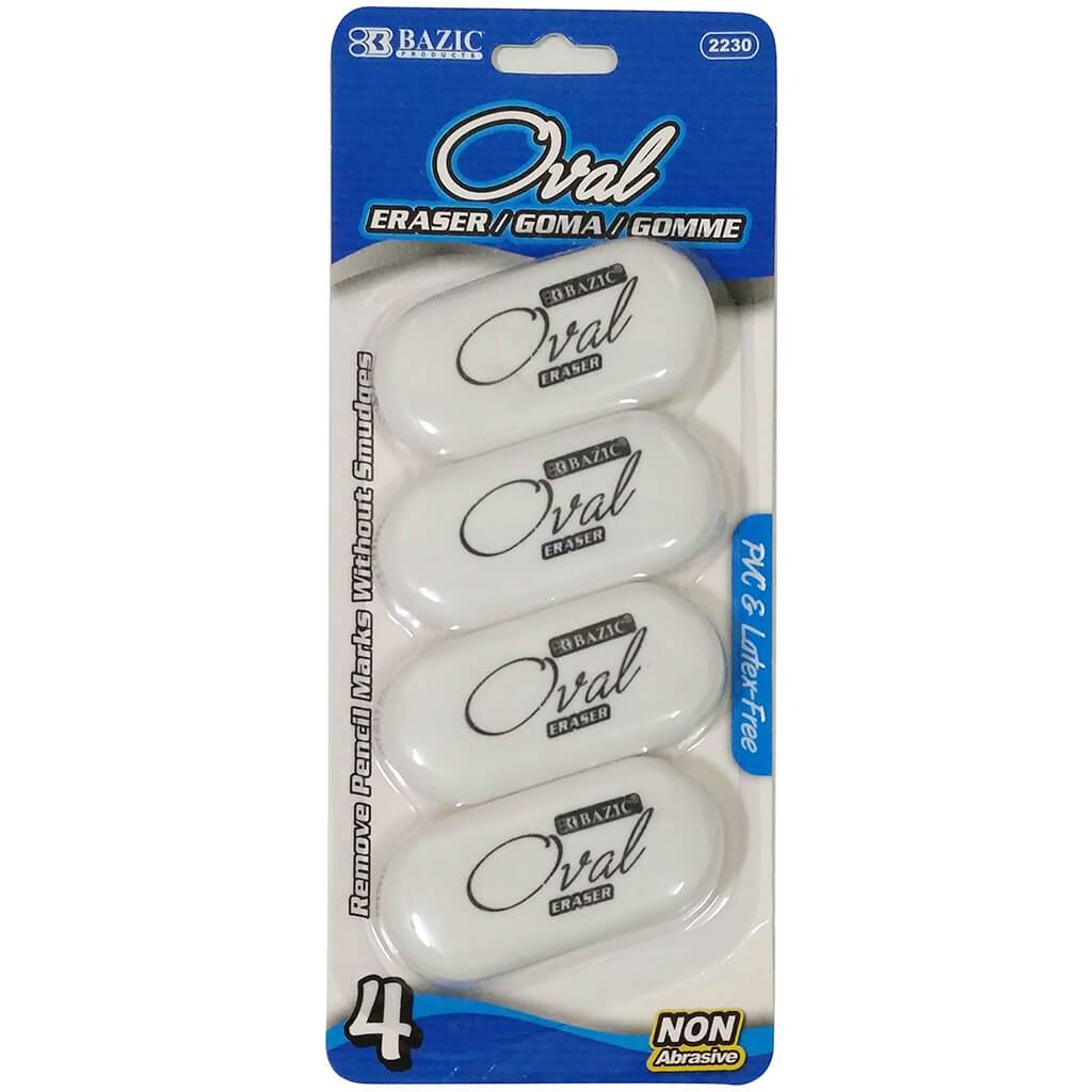 White Oval Eraser 4/Pack