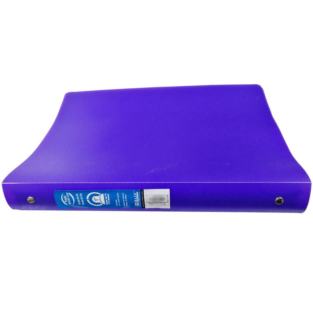 Poly 3-Ring Binder with Pocket 1in Matte Bright Color Violet