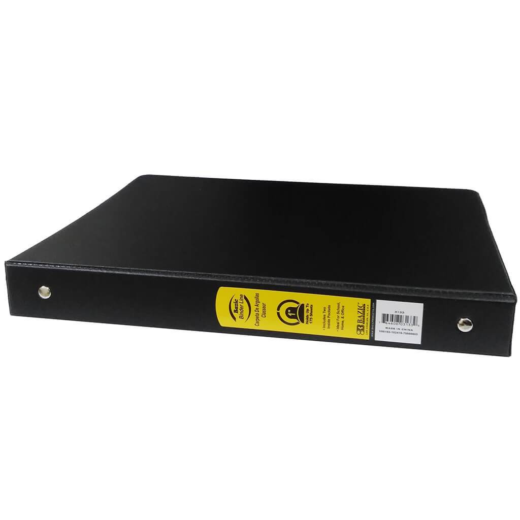 3-Ring Binder with 2-Pockets 1in Black
