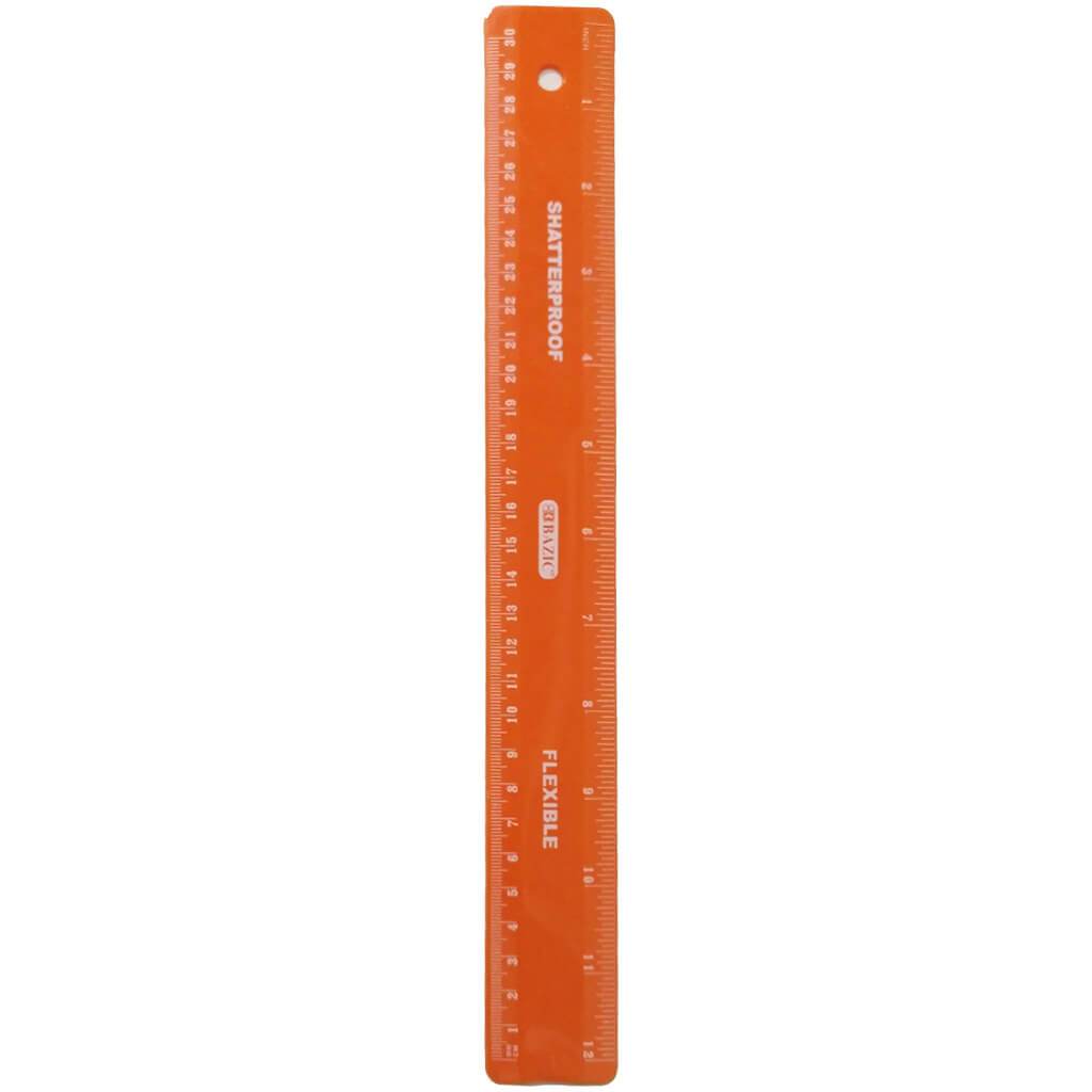 Shatterproof Flexible Ruler 12in Orange