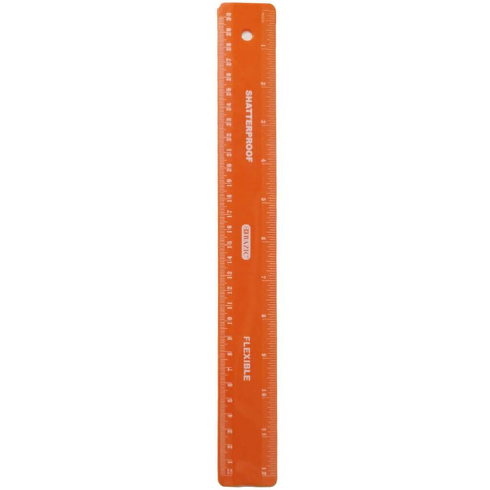 Shatterproof Flexible Ruler 12in Orange