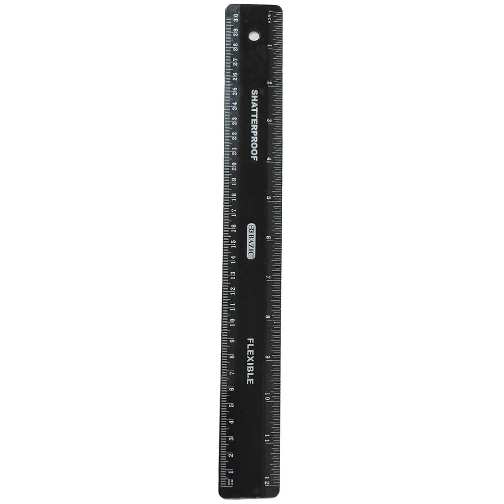 Shatterproof Flexible Ruler 12in Black