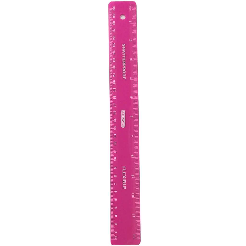 Shatterproof Flexible Ruler 12in Pink