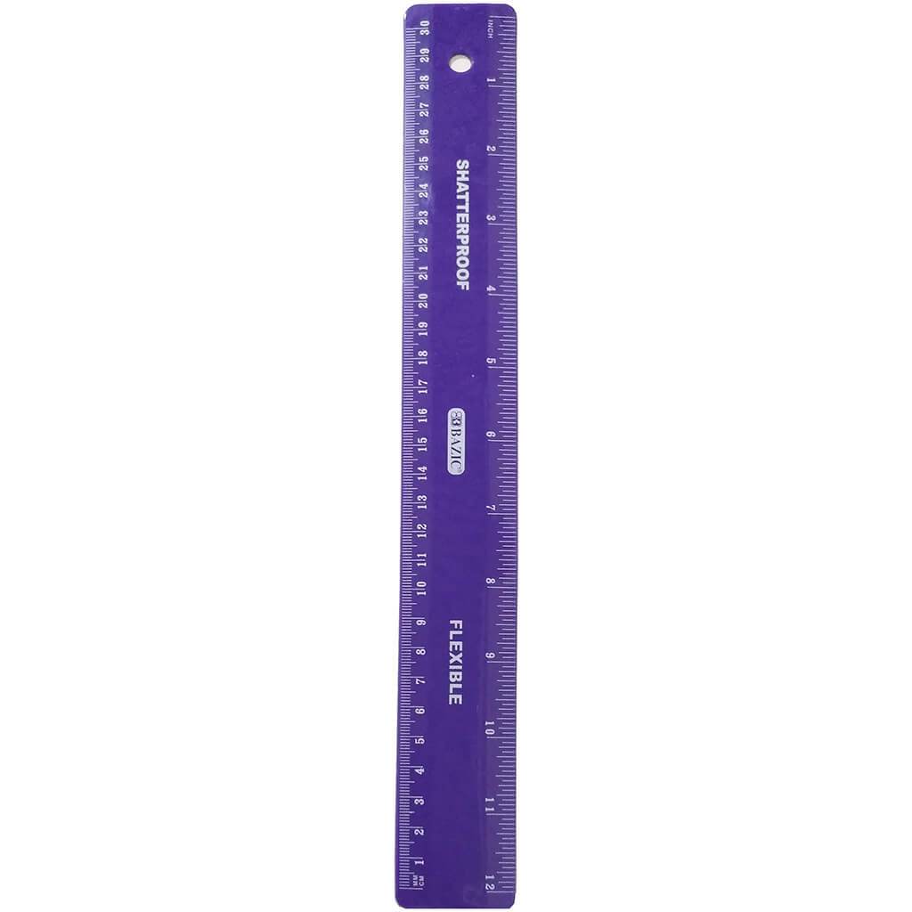 Shatterproof Flexible Ruler 12in Purple