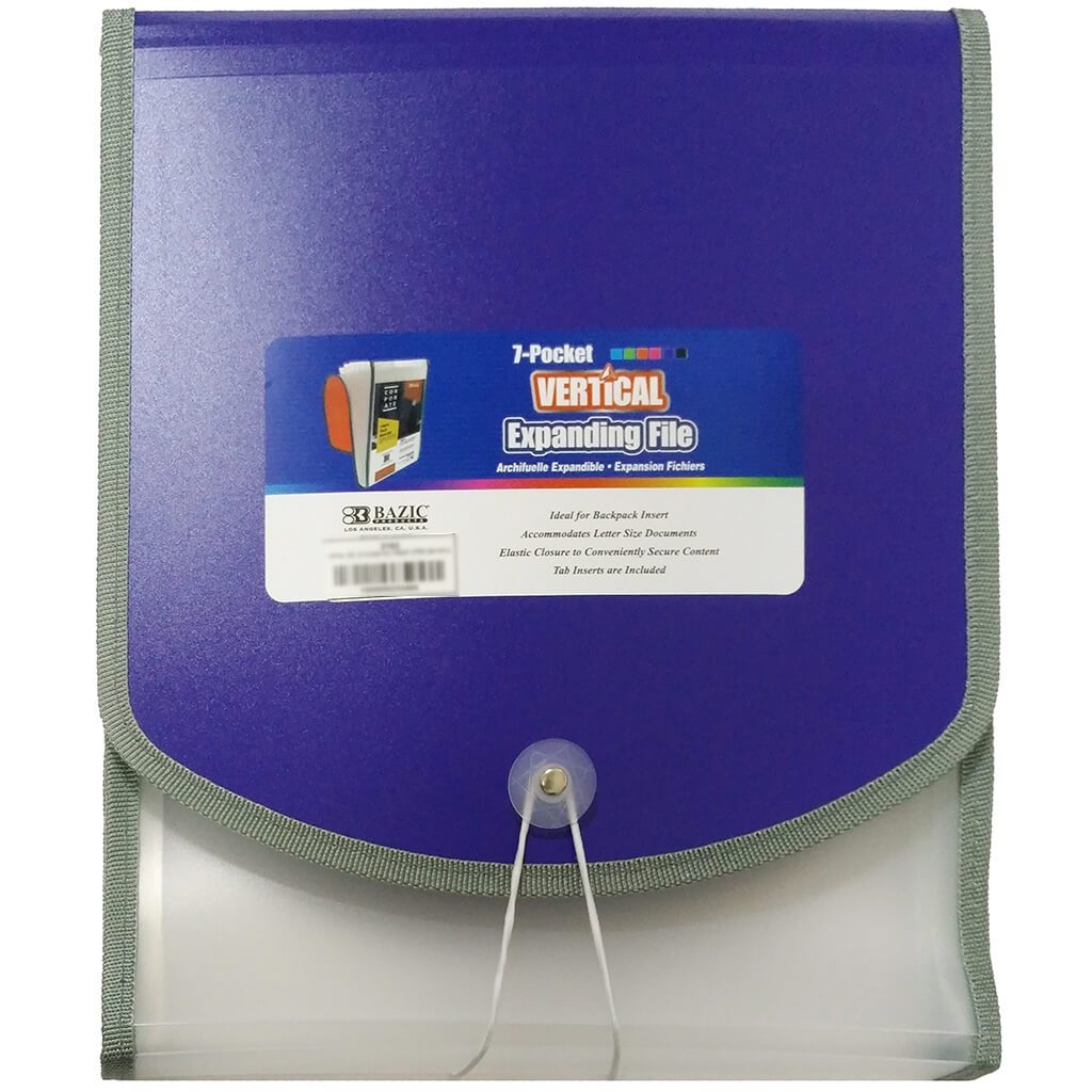 Vertical Poly Expanding File 7-Pocket Letter Size Purple