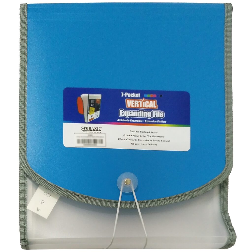 Vertical Poly Expanding File 7-Pocket Letter Size Blue