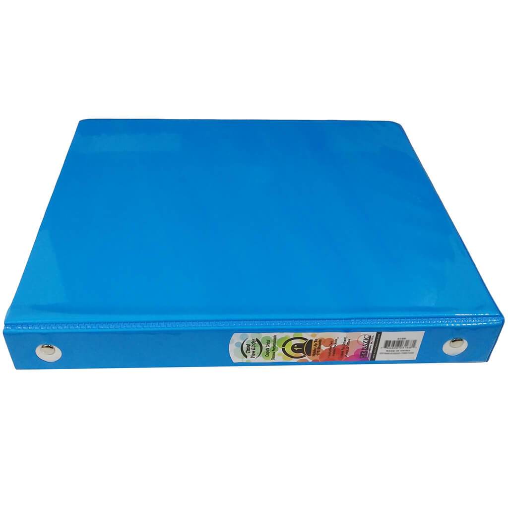 3-Ring Tinted View Binder with 2-Pockets 1in Blue