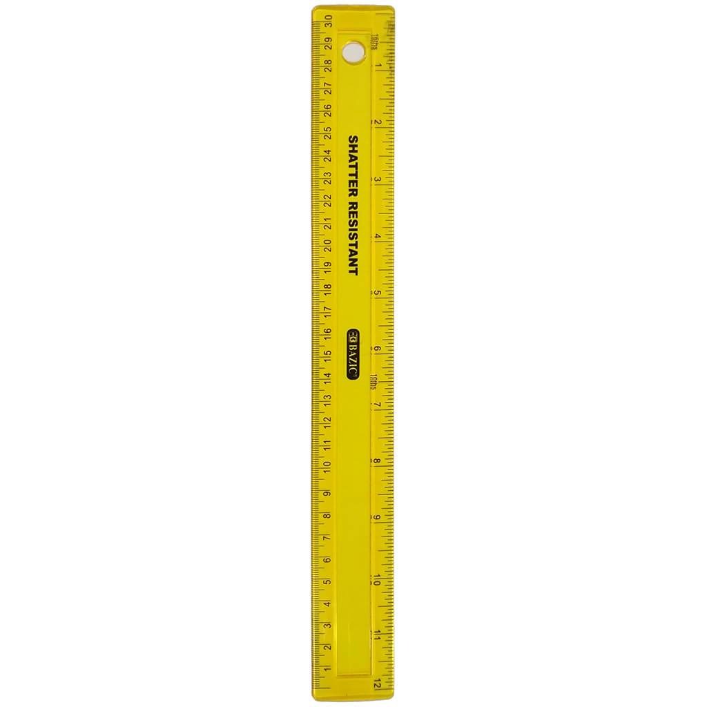 Shatter Resistant Ruler 12in Yellow