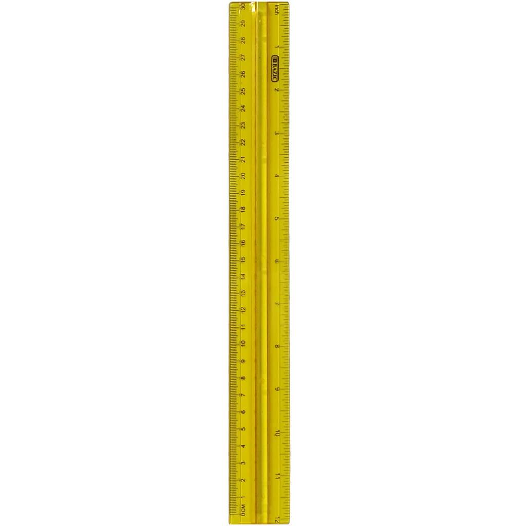 Ruler with Handle Grip 12in Yellow