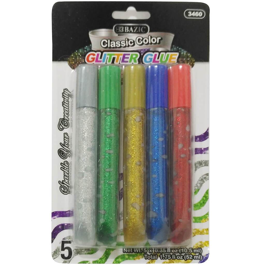 Classic Glitter Glue Pen 5/Pack 10.5ml