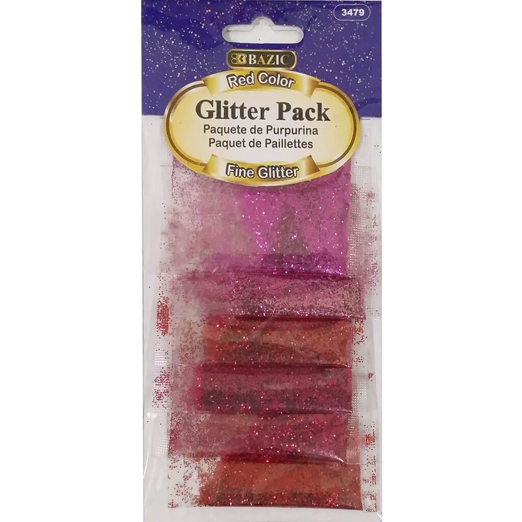 Glitter Pack Red Color 6/Pack 2g