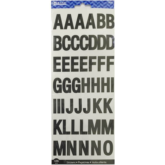 Alphabet & Numbers Stickers Black Color 6 Sheets 1in