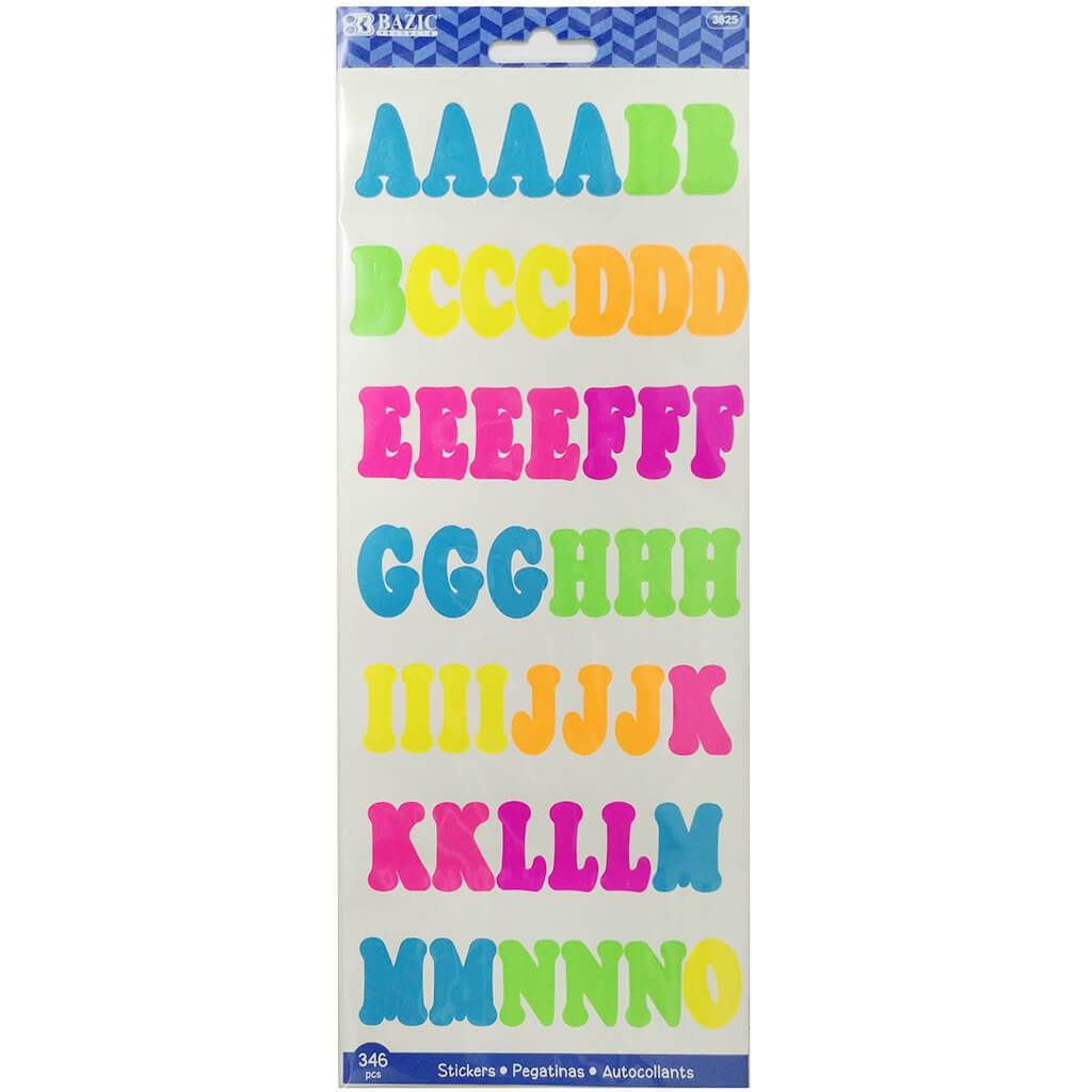 Alphabet &amp; Numbers Stickers Multicolor 6 Sheets 1in