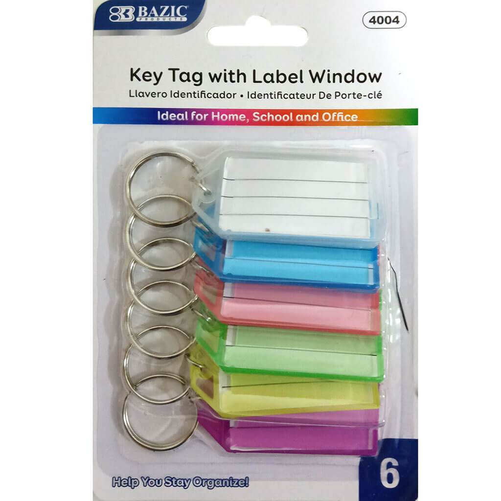 Key Tags With Holder &amp; Label Window 6/Pack