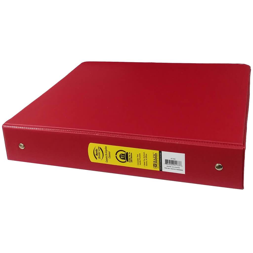 3-Ring Binder with 2-Pockets 1.5in Red