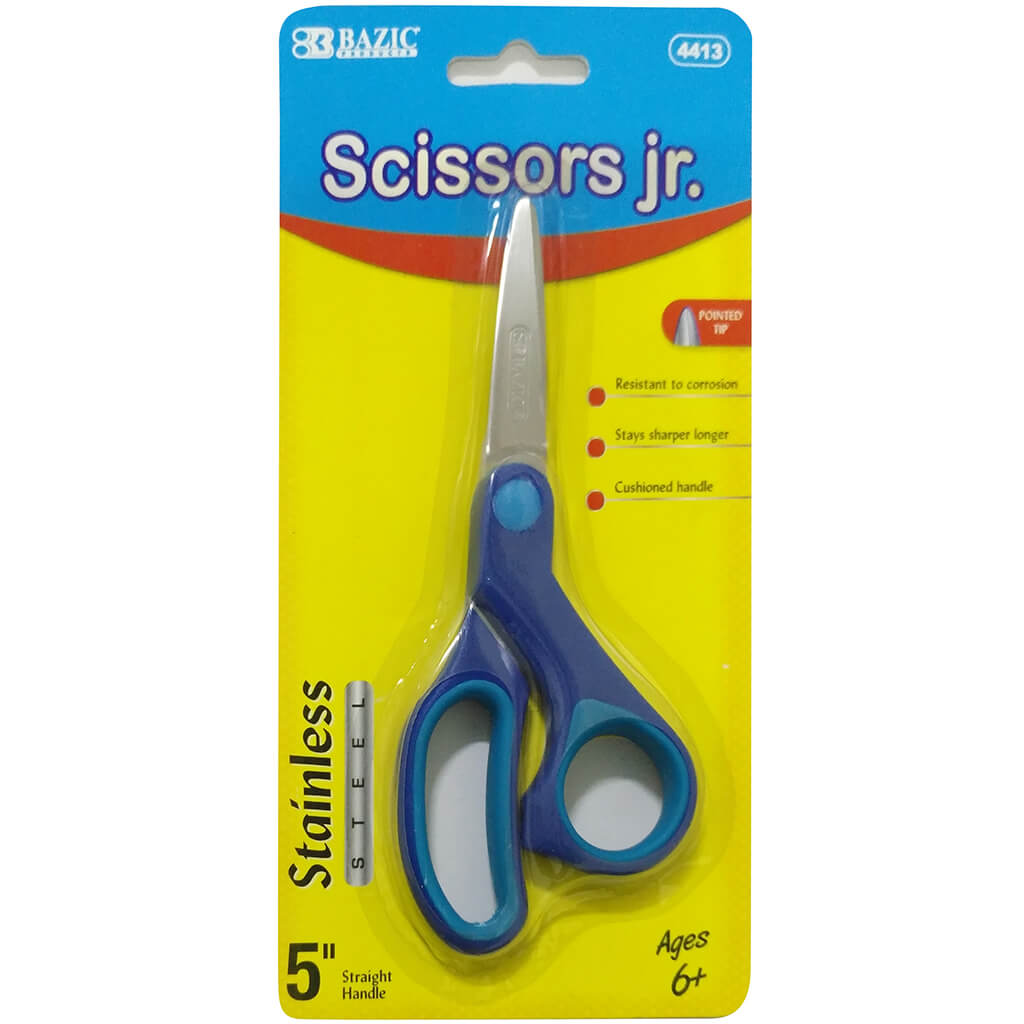 5 Kids School Scissors: Small Safety Scissors Pointed Tip, Soft Handle