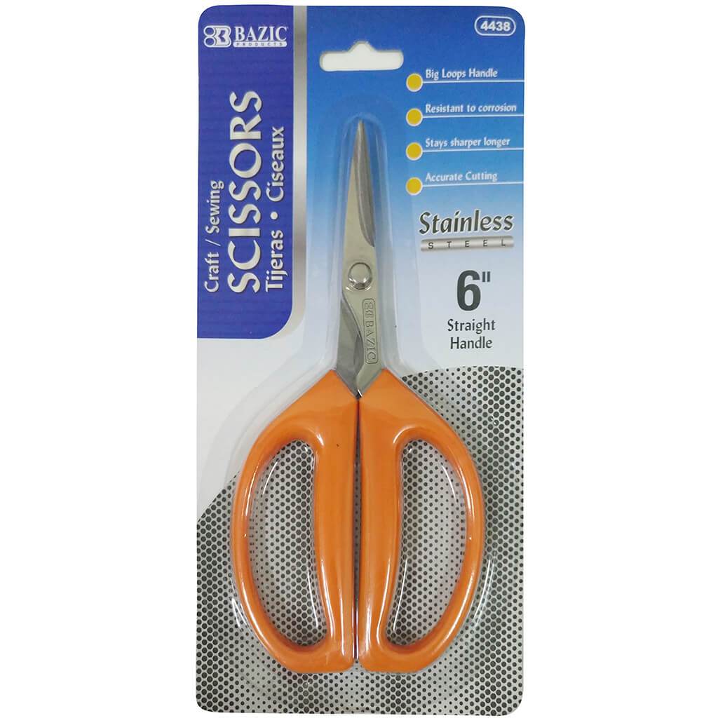 Stainless Steel Scissors Craft / Sewing 6in Orange