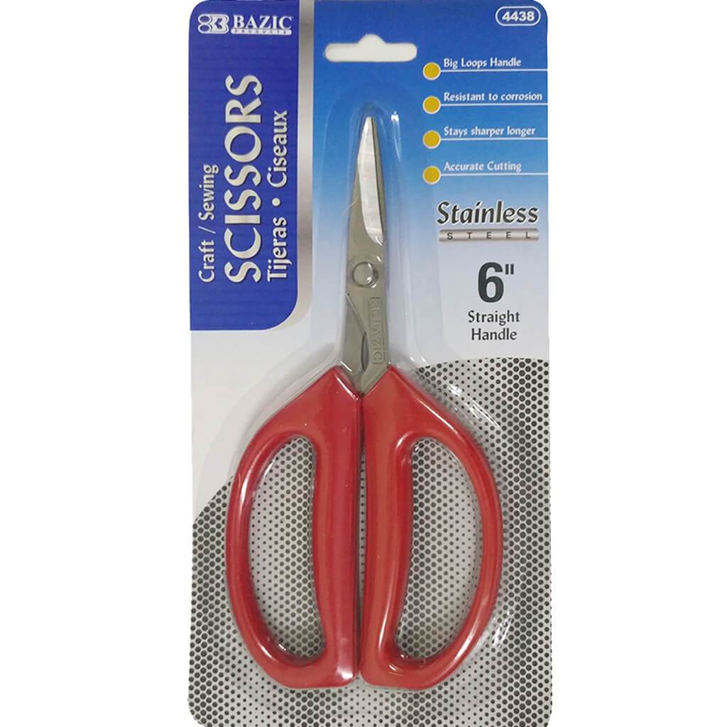 Stainless Steel Scissors Craft / Sewing 6in Red