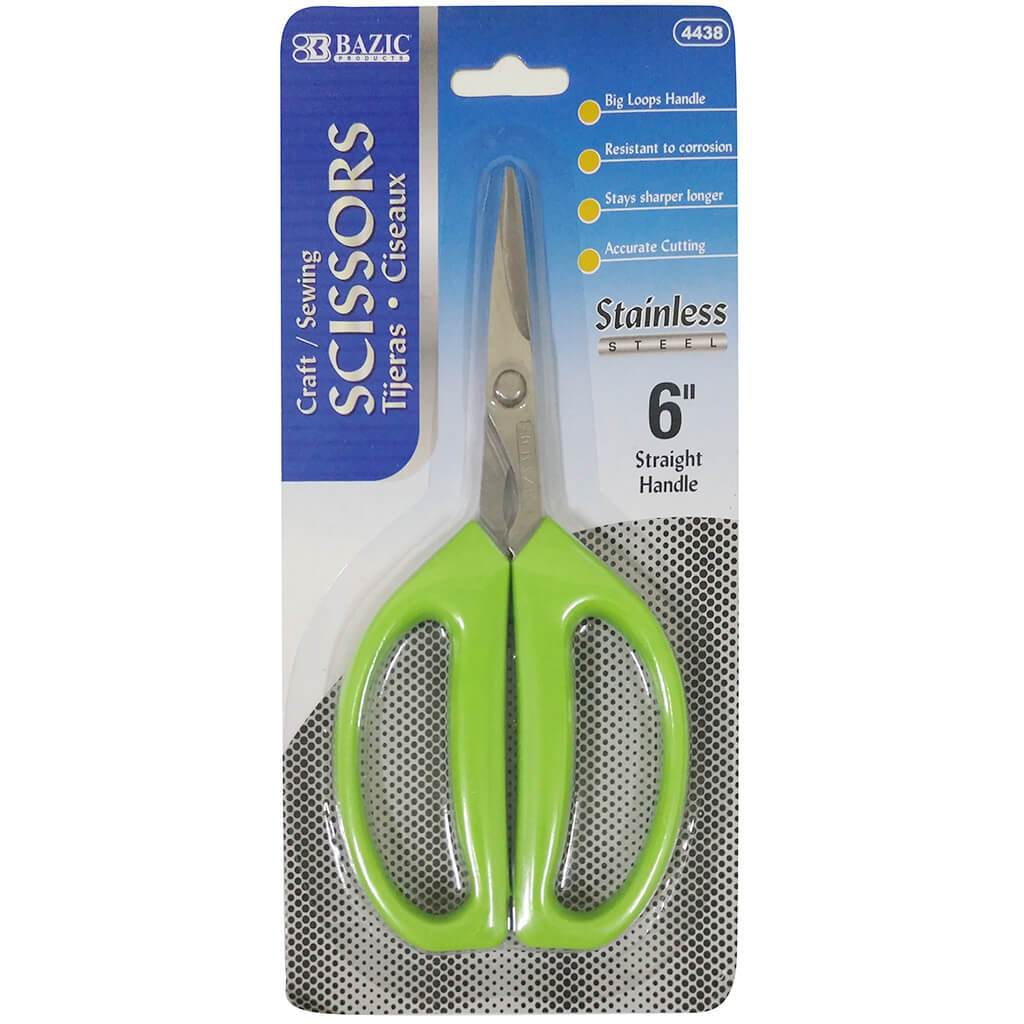 Stainless Steel Scissors Craft / Sewing 6in Green