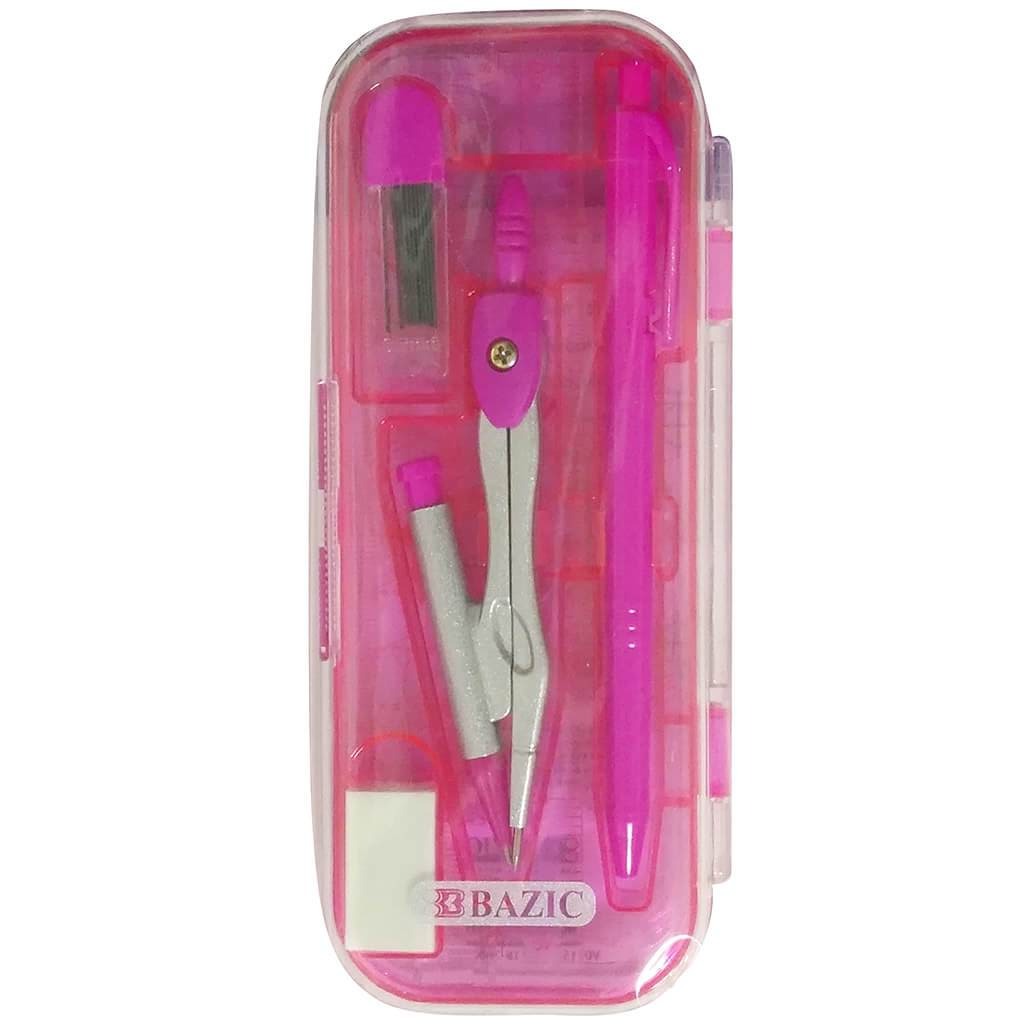 Math Tool Sets 9pcs Bright Color Pink