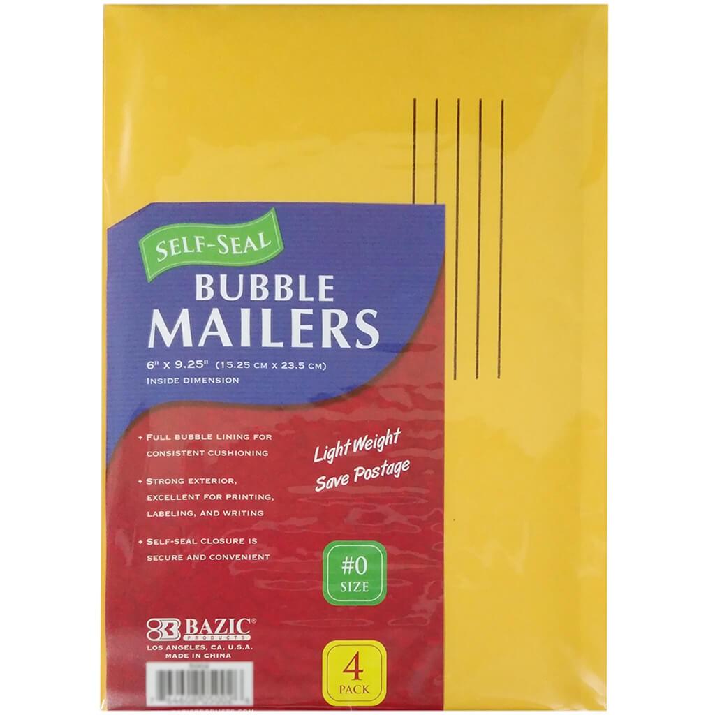 Self-Seal Bubble Mailers 4/Pack 6 x 9.25in