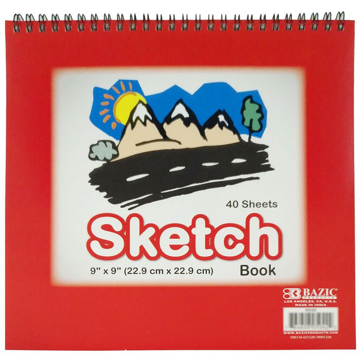 Premium Sketch Pad 40ct Top Bound Spiral 9 x 9in Red