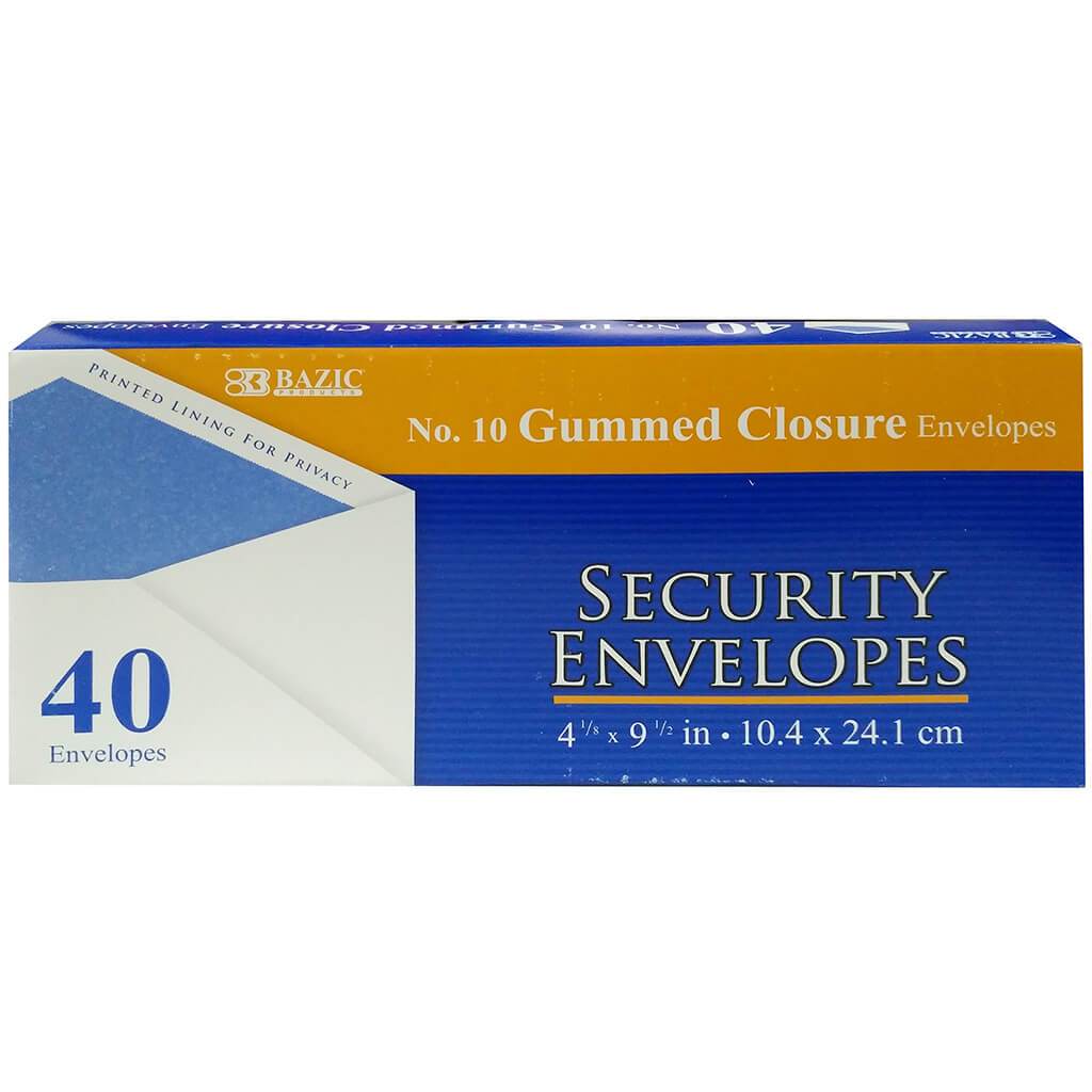 #10 Security Envelope with Gummed Closure 40/Pack