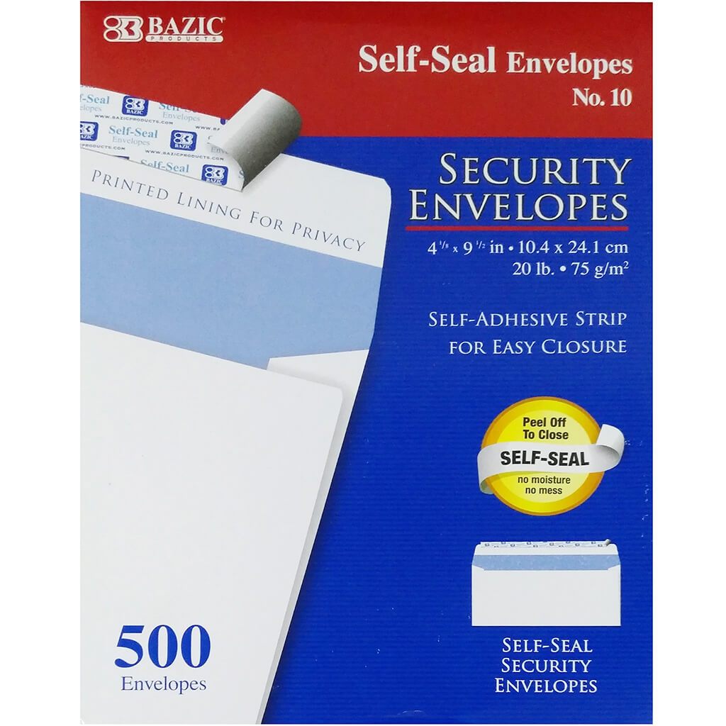 Security Envelope 500/Box #10 Self-Seal