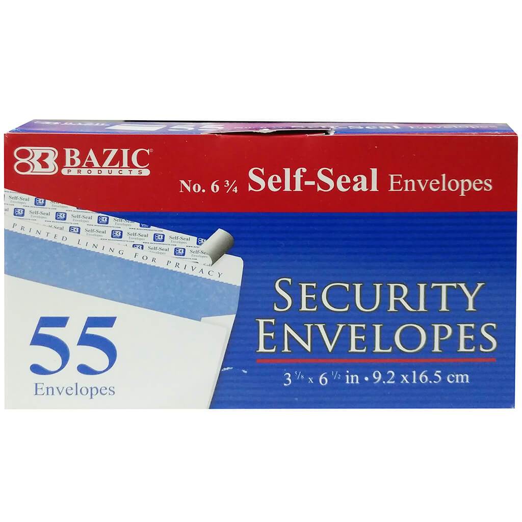 #6 3/4 Security Envelope Self-Seal 55/Pack