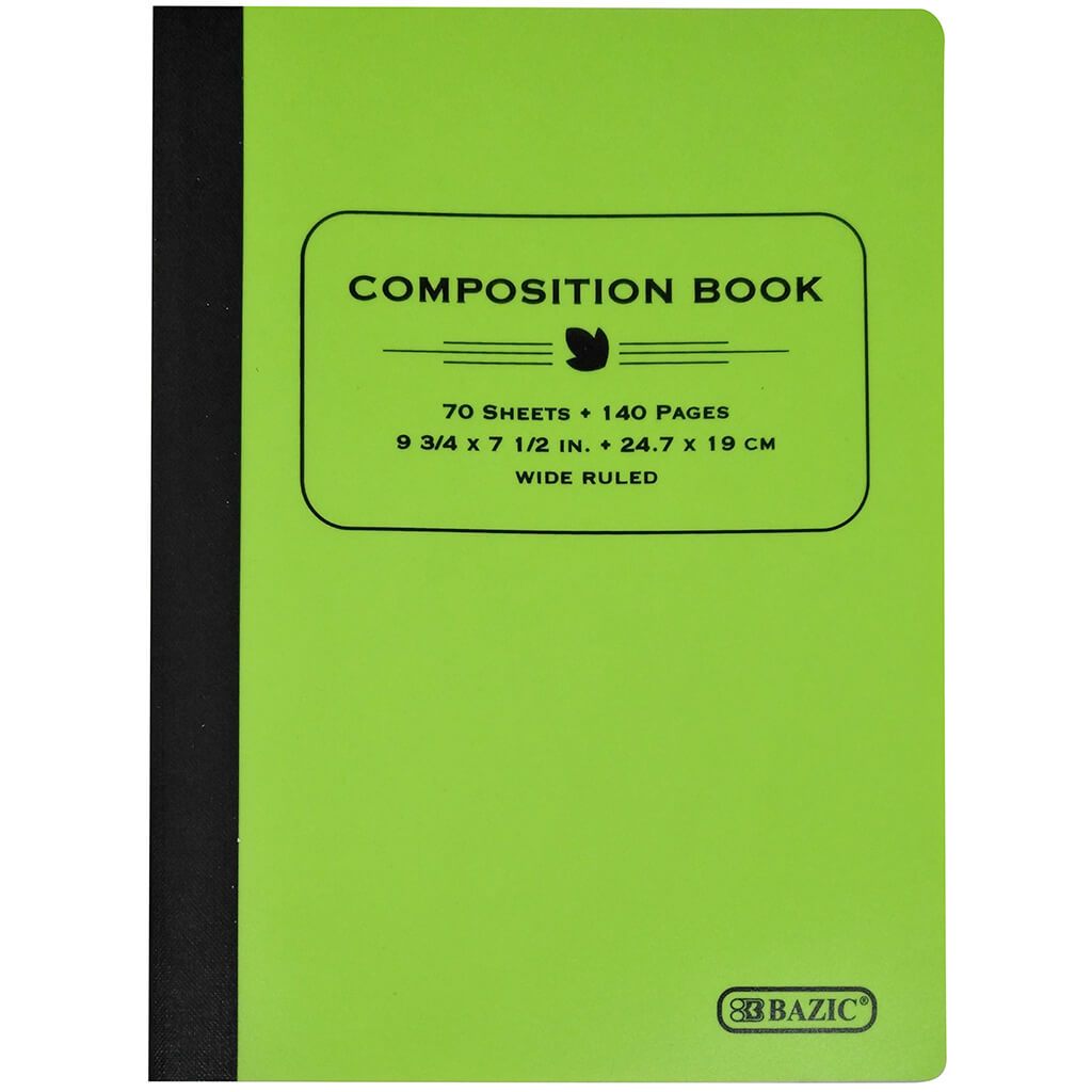 Poly Cover Composition Book W/R 70ct Green