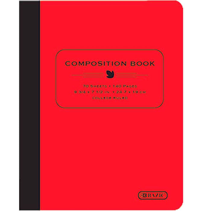 Poly Cover Composition Book W/R 70ct Red