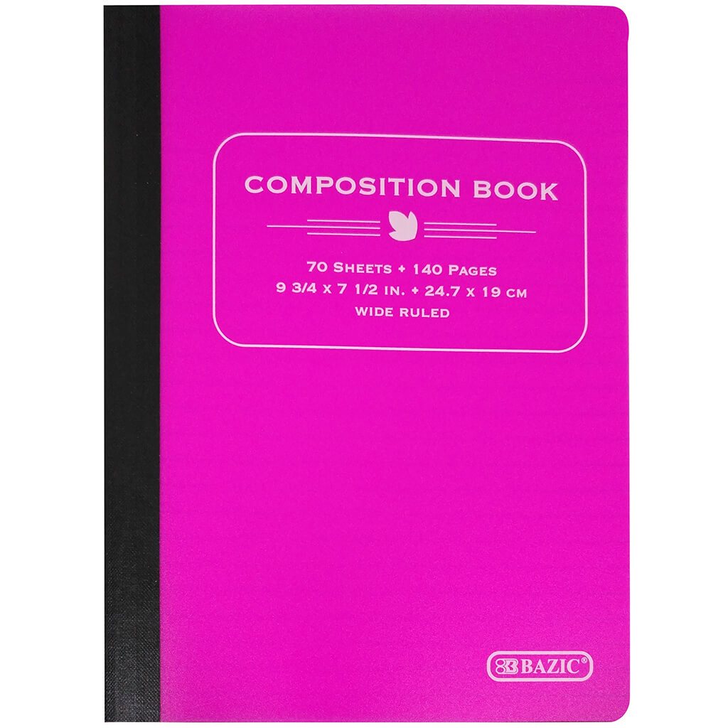 Poly Cover Composition Book W/R 70ct Pink