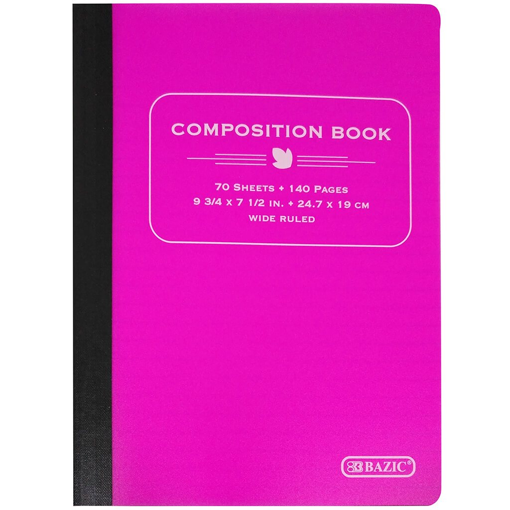 Poly Cover Composition Book W/R 70ct Pink