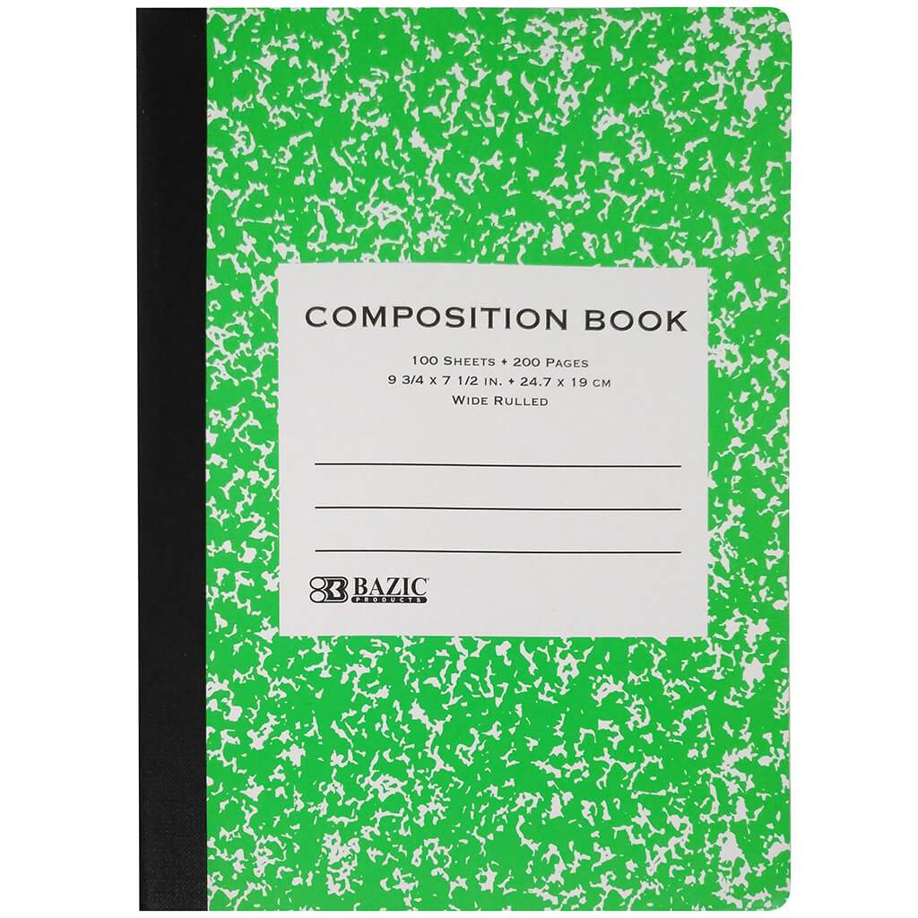 Marble Composition Book W/R 100ct Green