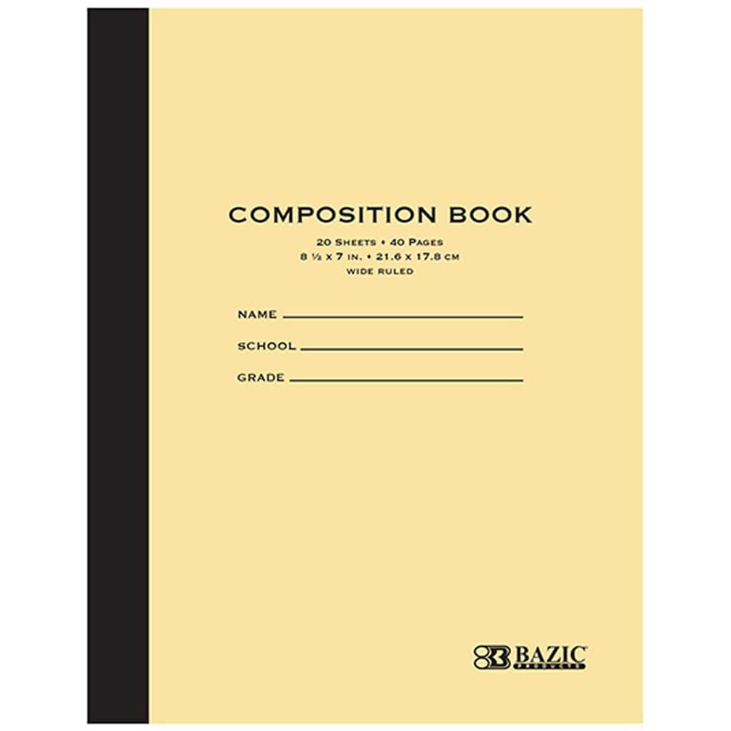 Manila Cover Composition Book 20ct 8.5 x 7in