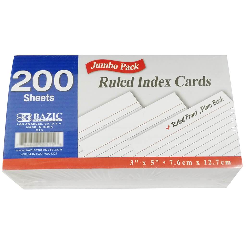 Ruled White Index Card 200ct 3in x 5in