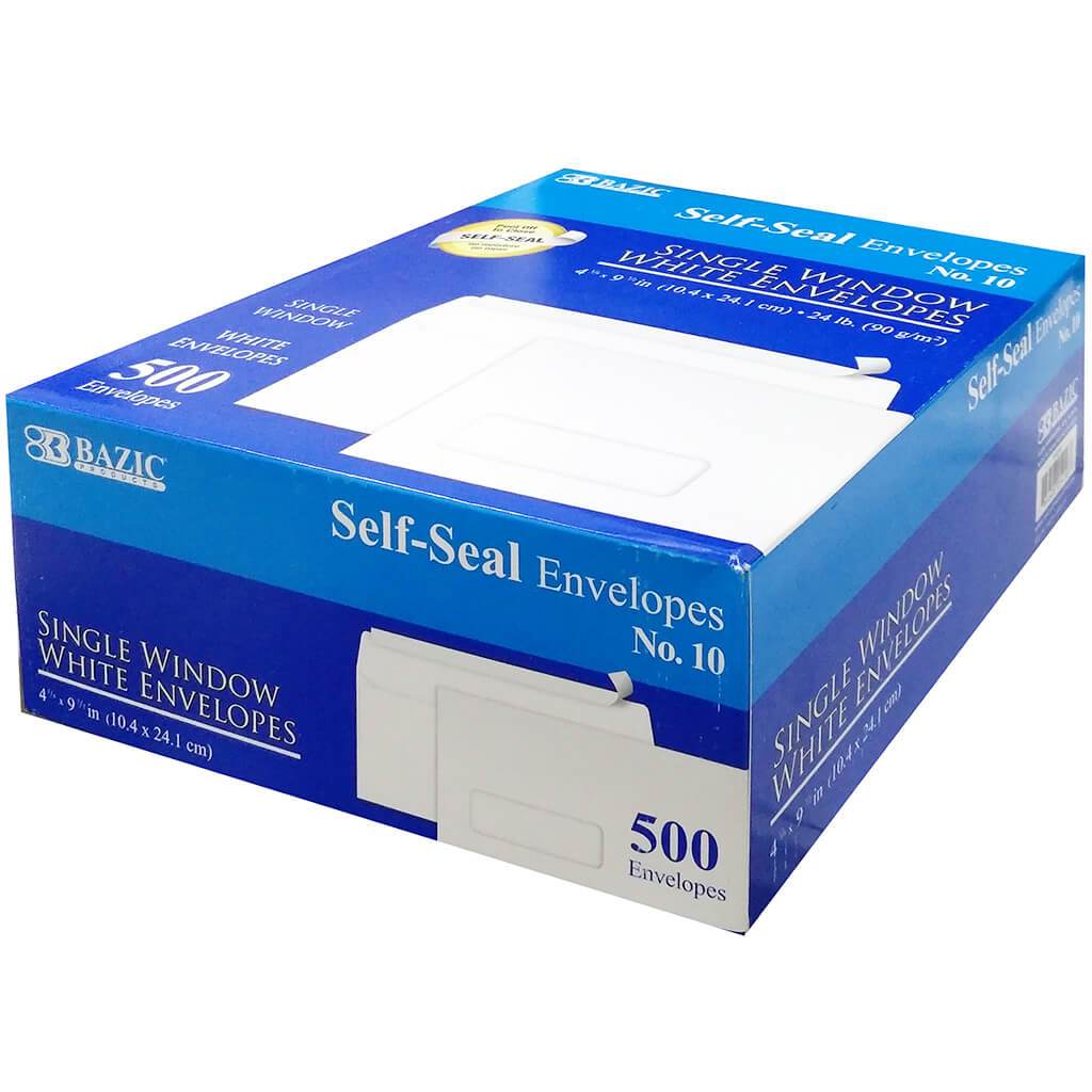 Single Window Envelopes #10 Self-Seal White 500/Box