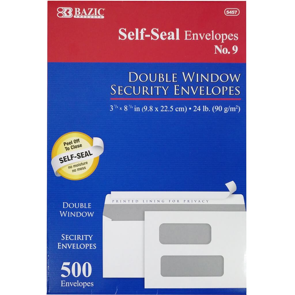 Security Double Window Envelop #9 Self-Seal 500/Box