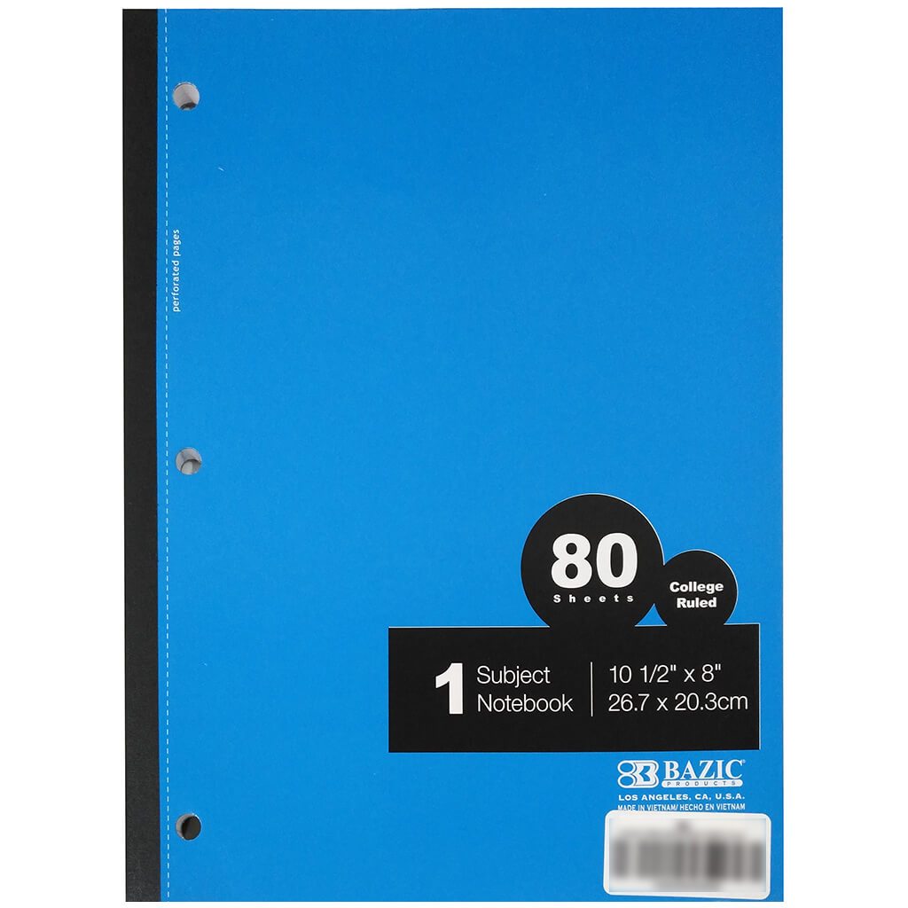 1-Subject Wireless Notebook C/R 80ct Blue
