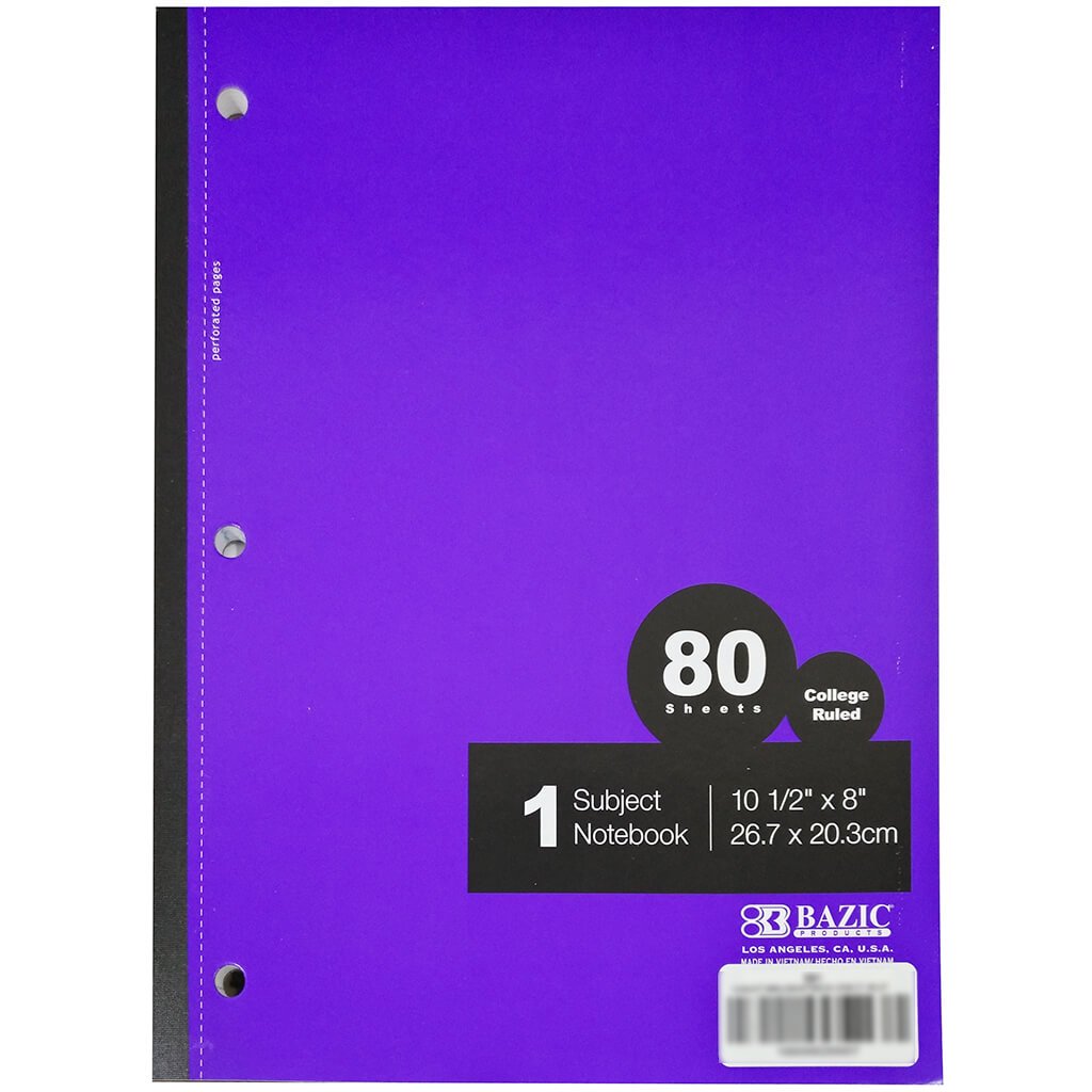 1-Subject Wireless Notebook C/R 80ct Violet